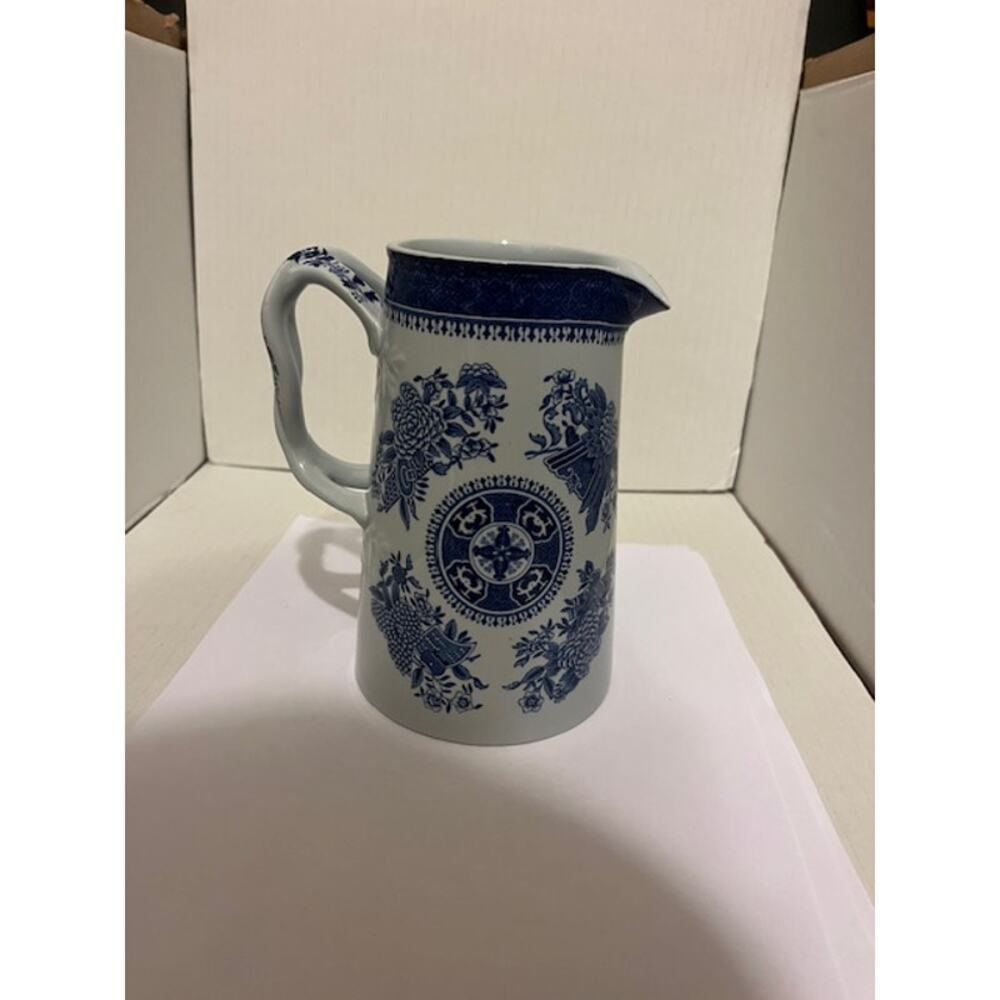Spode Blue Italian Jug 7" Blue & White R 25 Pitcher Twisted Handle
